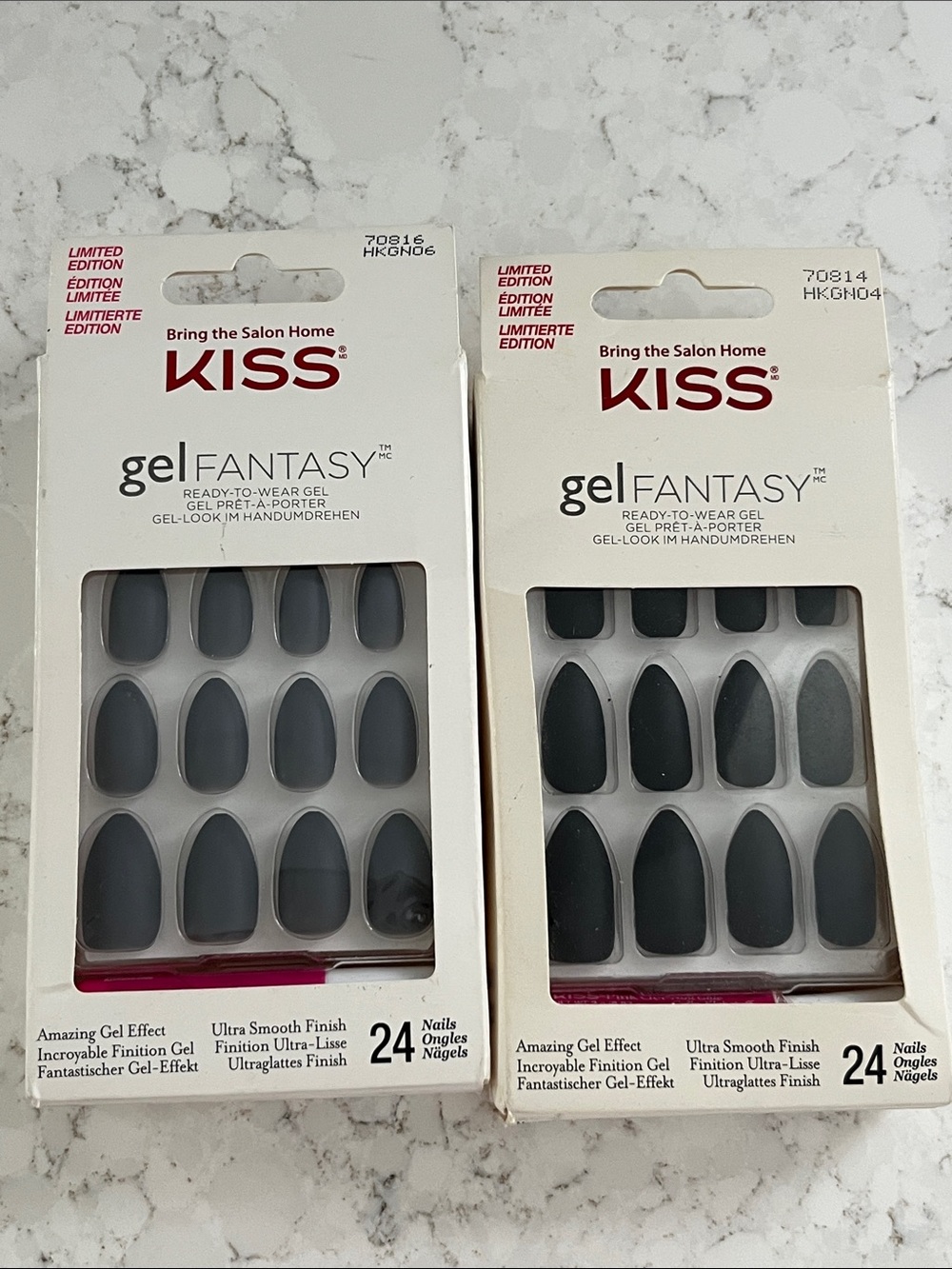 KISS gelFantasy Ready-to-Wear Gel Nails - Matte Gray & Black (24 Nails)